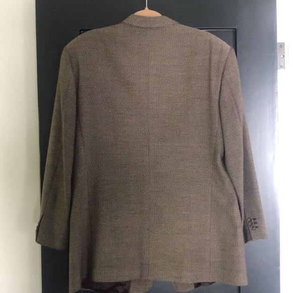 Men’s Sz 44R ARMANI COLLEZIONI Blazer Suit Jacket Chevron Pattern Taupe/ Brown - Picture 3 of 7